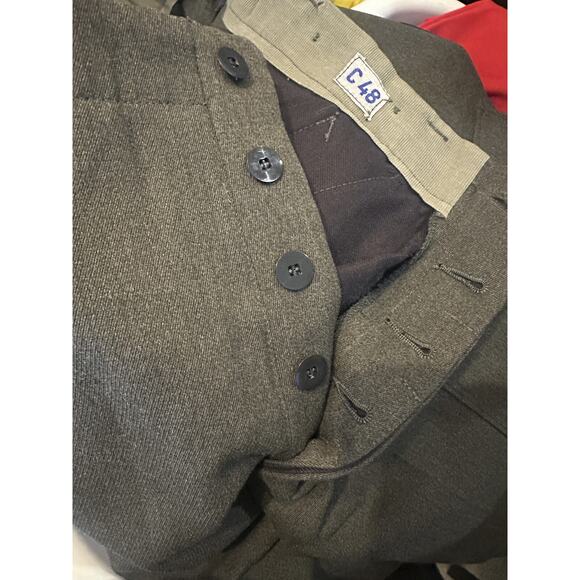 Vintage 1968 Swedish Wool Cargo Pants Military Gray C48 Button Fly Men's 32 x 30 - Picture 7 of 16